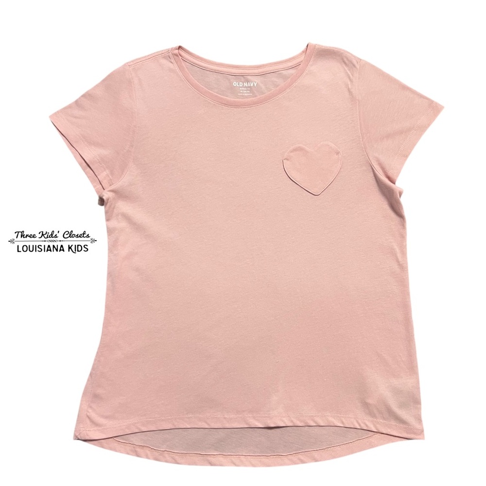 Old Navy XL (14-16) Pink Heart Pocket Tee Shirt